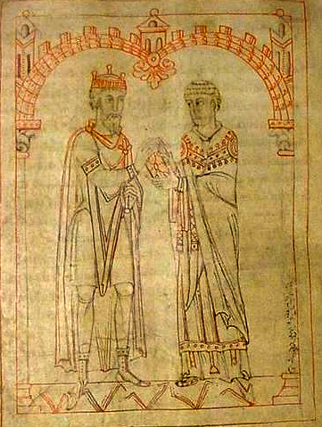Ariamir des Suèves en compagnie de Martin de Braga - manuscrit médiéval De virtutibus quattuor de 1145